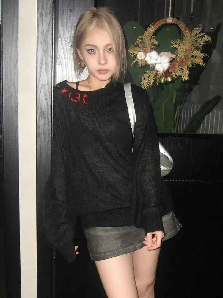 Black Gothic Emo Oversize Sweatshirt