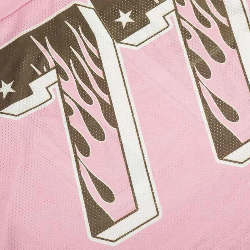 Pink Mesh Jersey Patchwork Long Sleeve Sport T-Shirt