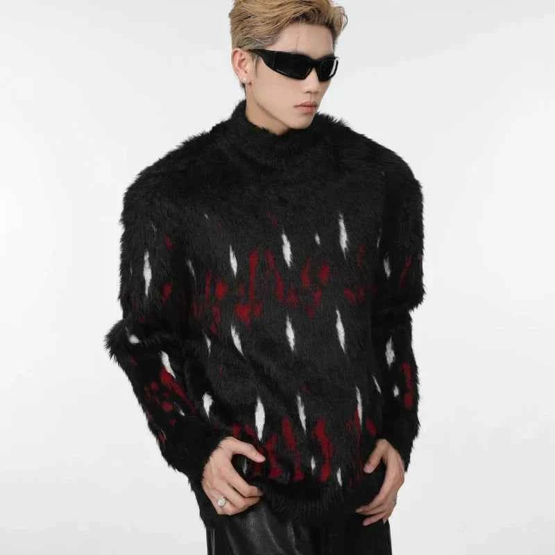 Aura Color Blocked Stand Collar Sweater