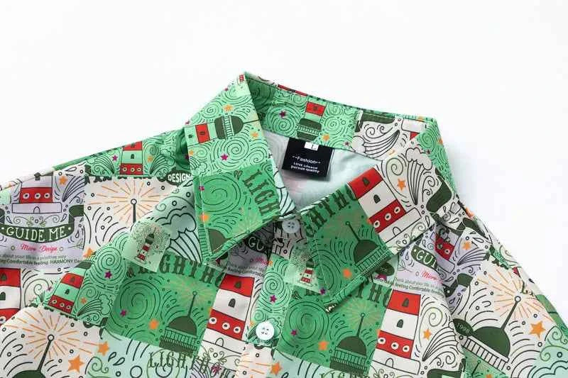 Y2K Trendy Hawaiian Graphic Printed Beach Shirt