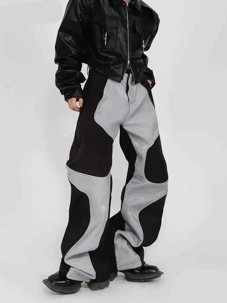 Streetwear Long-lasting Luxury Patchwork Leather Pants