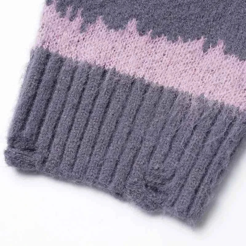 Oversized Striped Grunge Knitted Casual Sweater