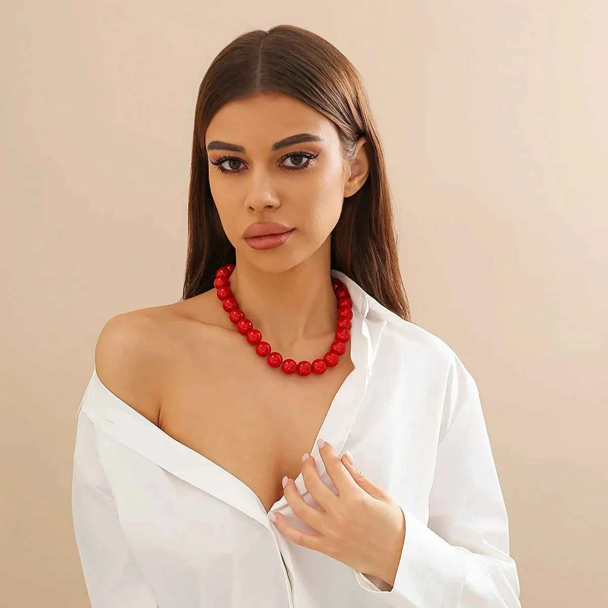 Bold Gothic Red Black Acrylic Necklace
