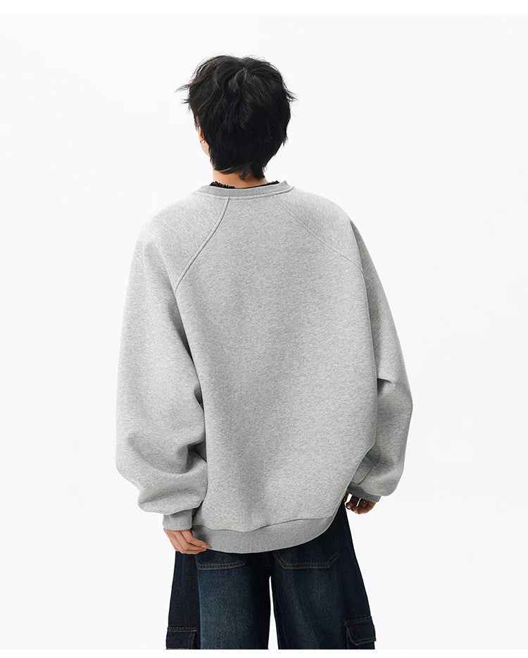 Solid Color Minimalist Round Neck Sweatshirt