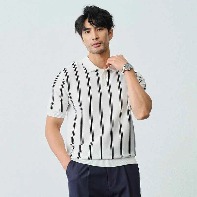 Men's Luxury Striped Casual Business Polo T-Shirt