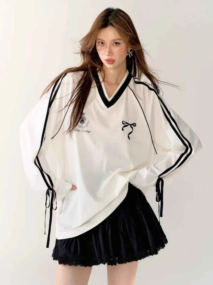 Women Sporty Black Oversized Long Sleeve T-Shirt