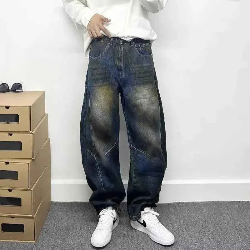 Cool Retro Graffiti Painted Punk Baggy Jeans