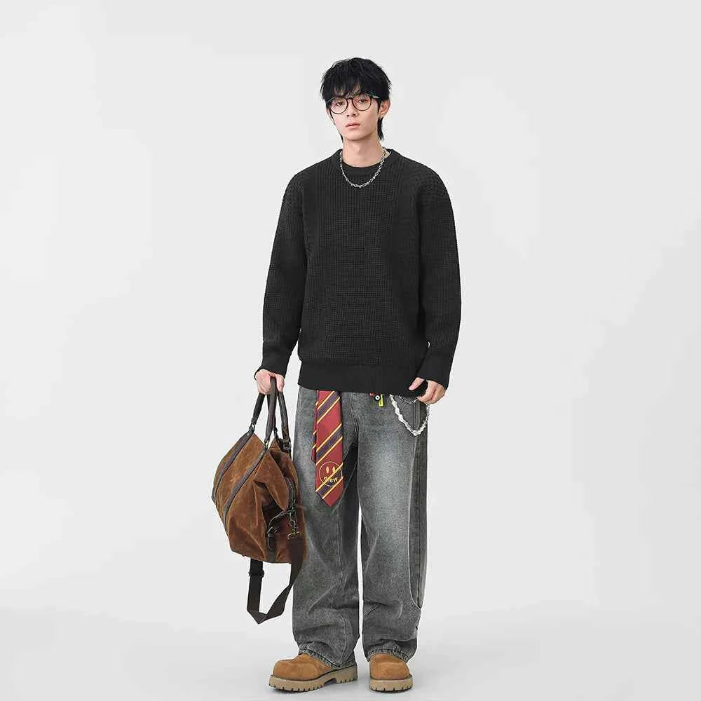 Y2K Cozy Textured Crew Neck Sweater