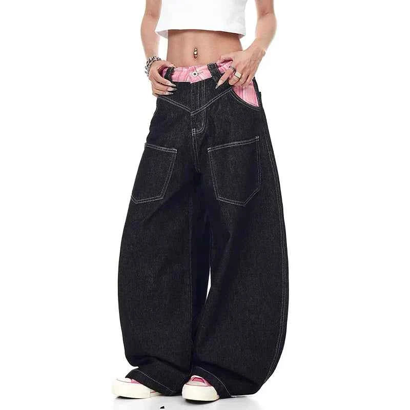 Effortless Streetwear American Style Plaid Cargo Jeans