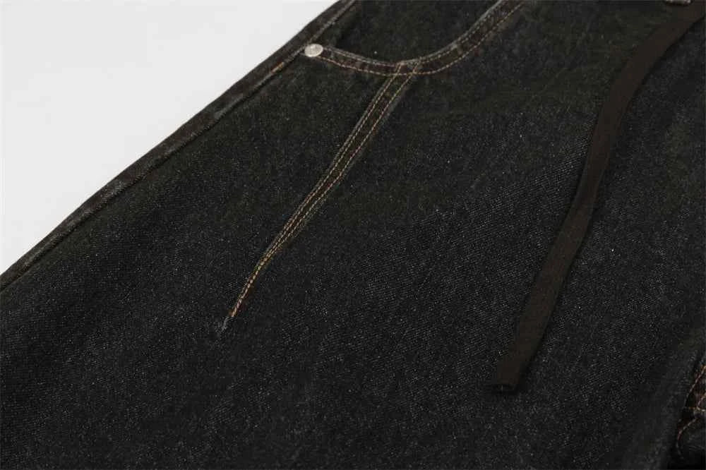 Gothing Dark Wash Patchwork Wide Leg Jeans
