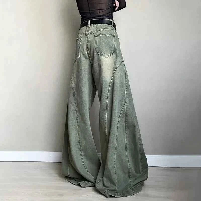Women Cool Vintage High Waist Wide Leg Jeans