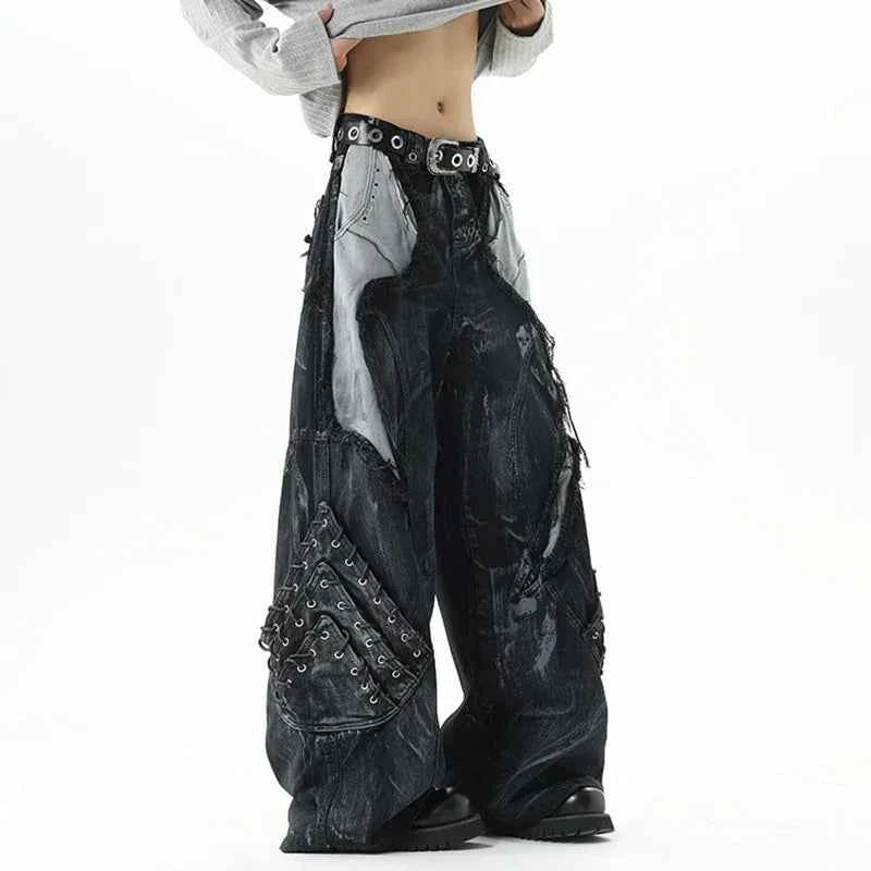 Streetwear Raw Edge Dirty Dying Denim Jeans