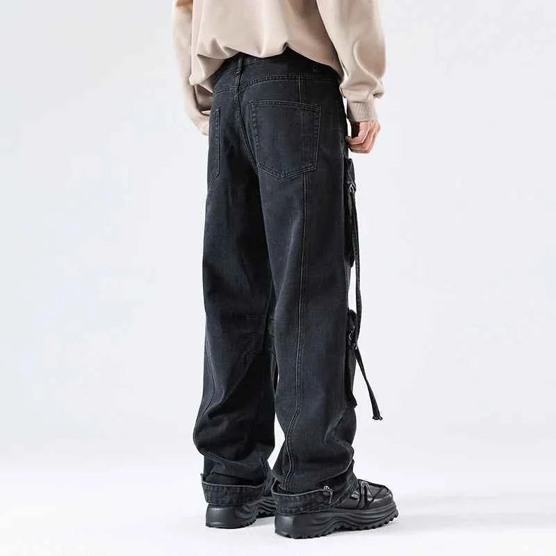 Vintage Hip Hop Loose Fit Multi Pocket Cargo Jeans