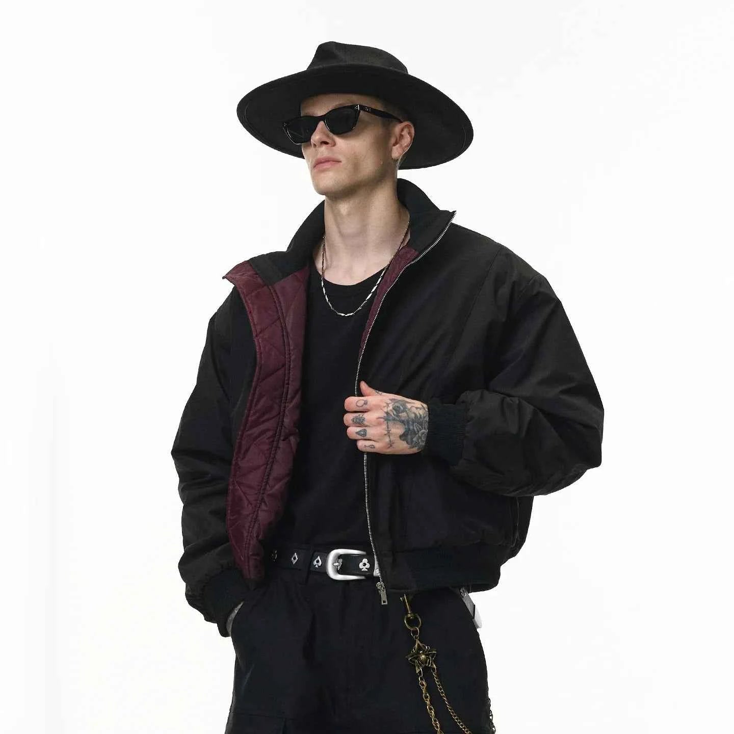 Cleanfit Deconstructed Stand Collar Bomber Jacket