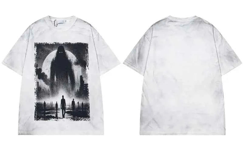Plush Shadow Graphic Printed Punk Gothic T-Shirt