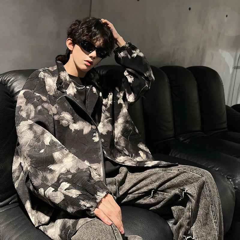 Streetwear Premium Textured Printed Zipper Jacket