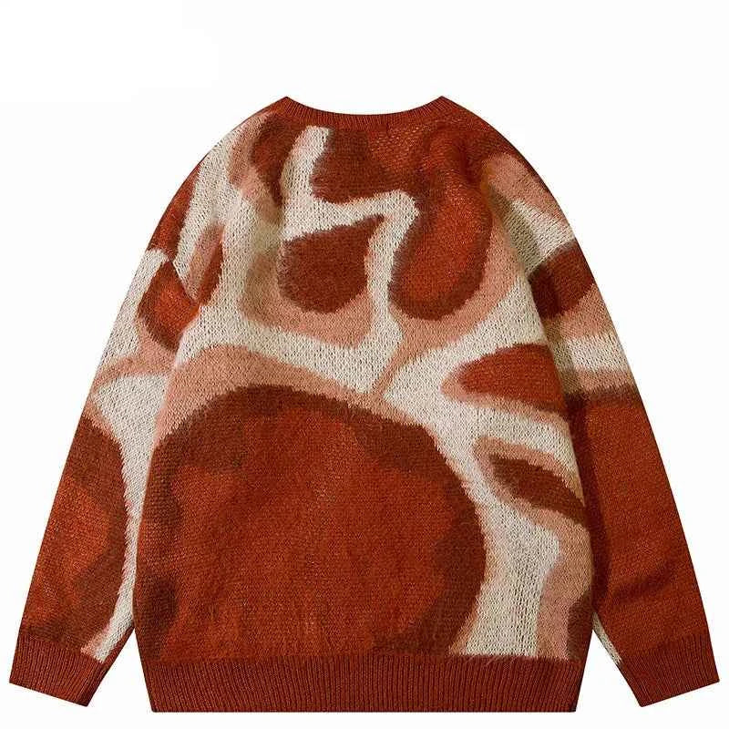 Y2K Durable Retro Abstract Pattern Knitted Sweater