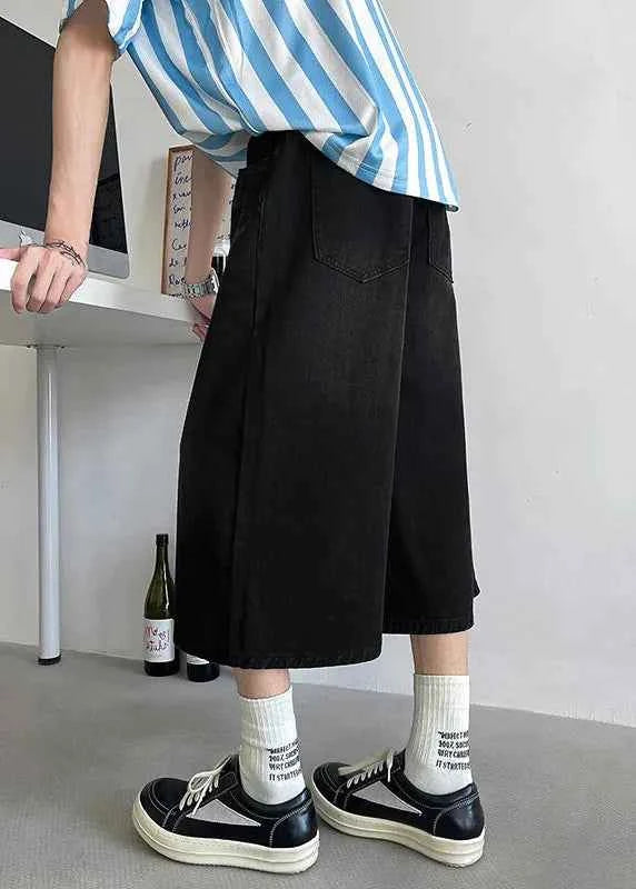 Comfortable Elastic Drawstring Waist Denim Jorts