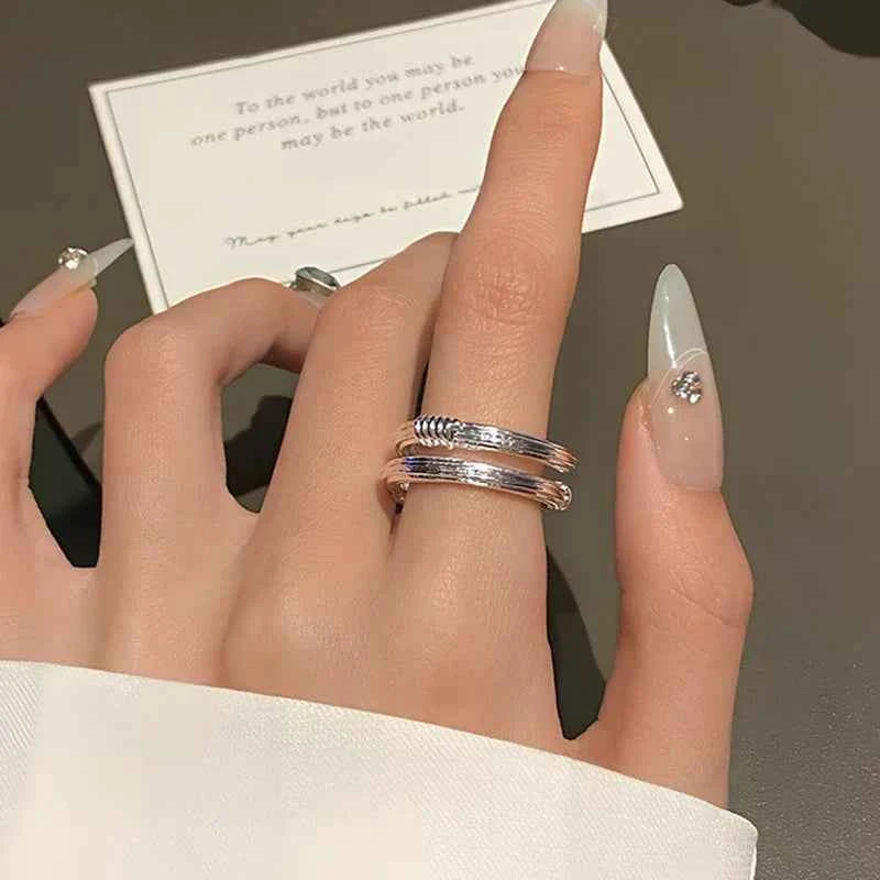 Women Geometric Skeleton Sterling Silver Ring