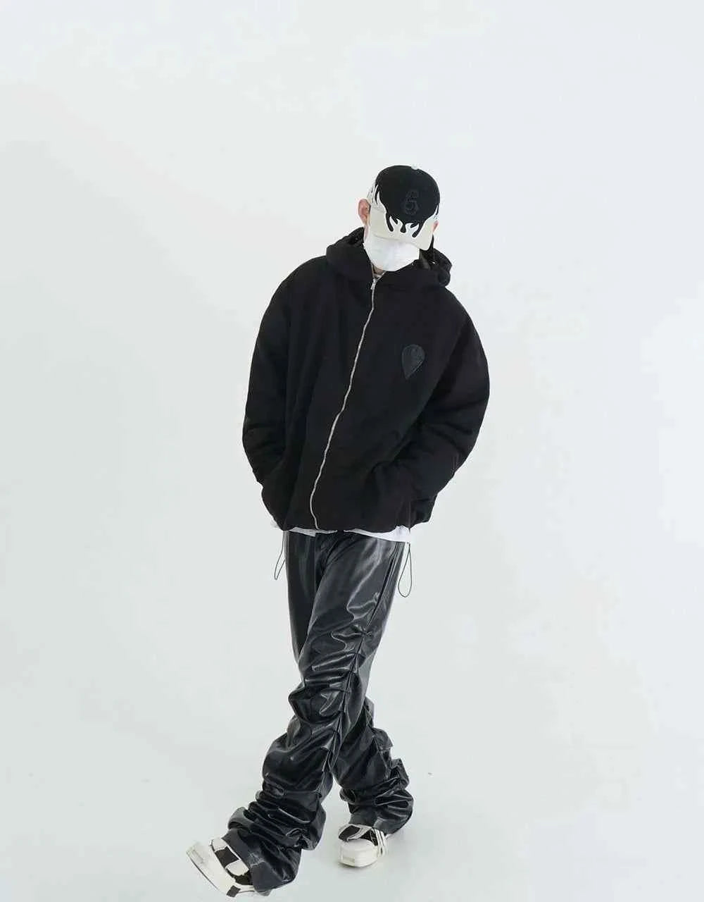 Breathable Stylish Pleated Leather Motorcycle Pants