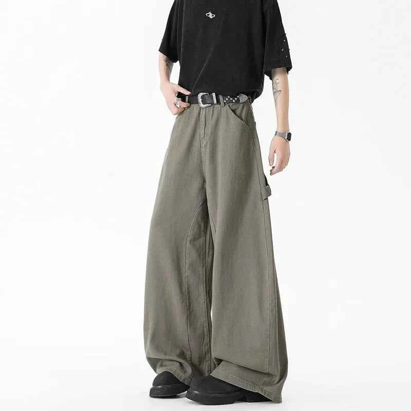 Durable Oversize Brown Cargo Wide Leg Jeans