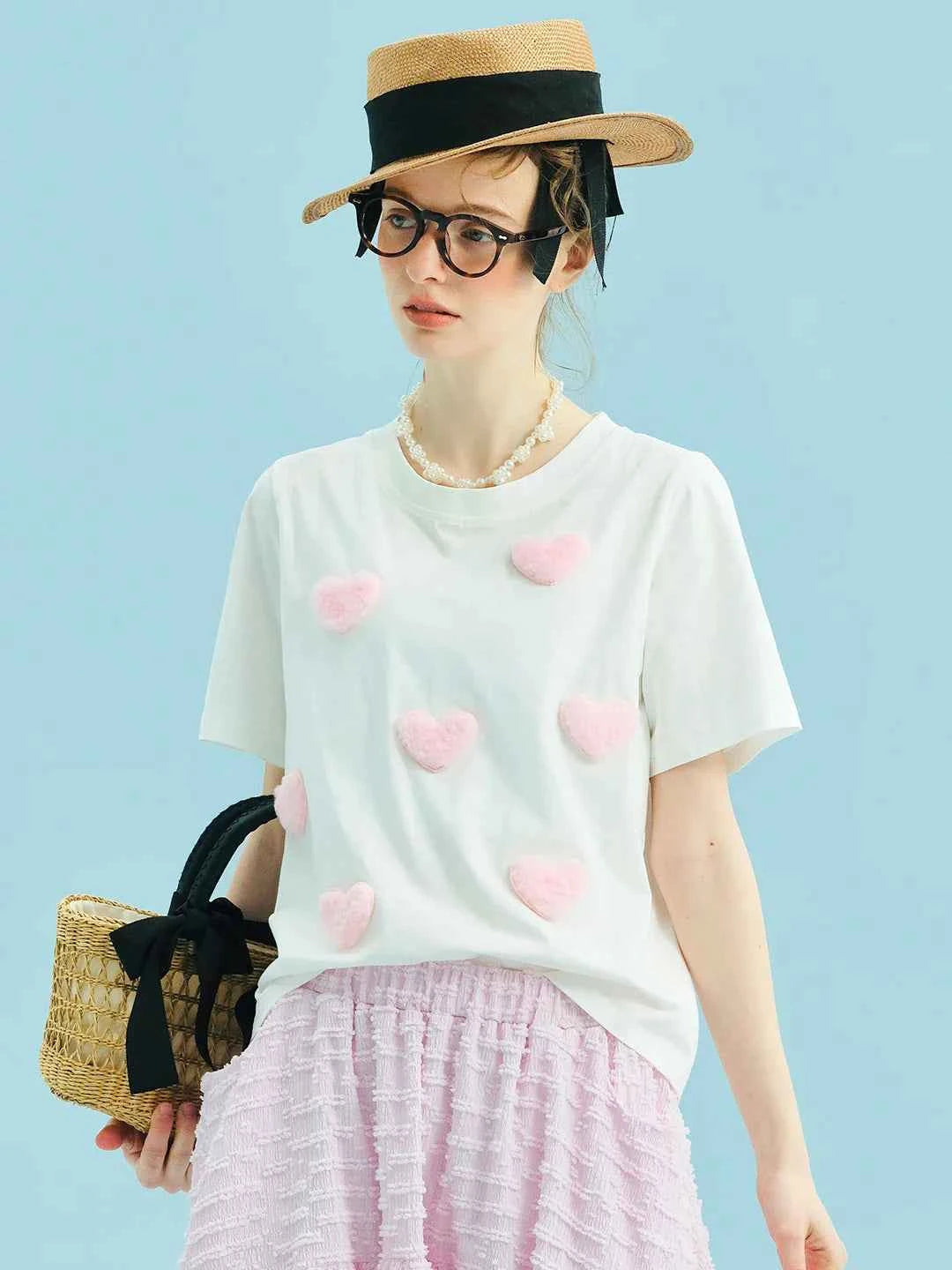 Soft Comfort White Heart Patch T-Shirt