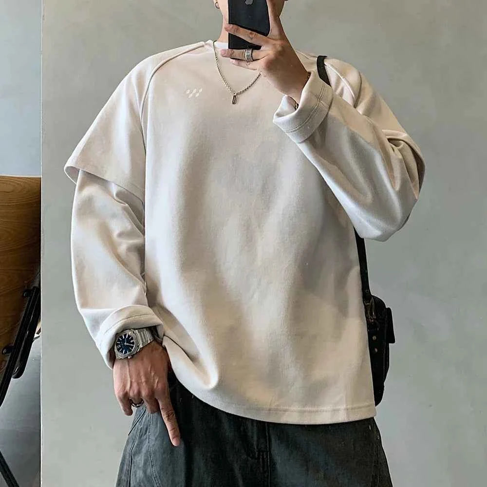 Oversized Lightweight Fake Two Piece Sweatshirt
