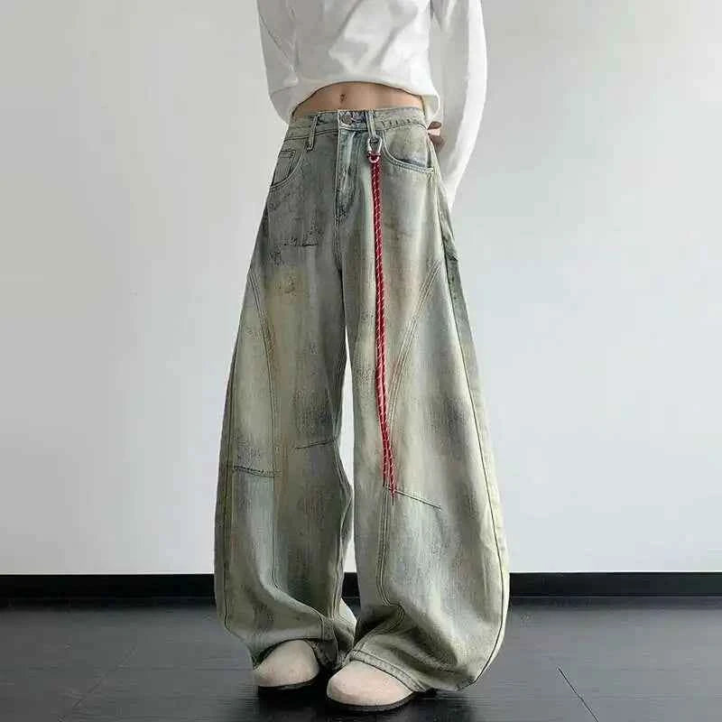 Plush Tie-Dyed Wide Leg Denim Jeans