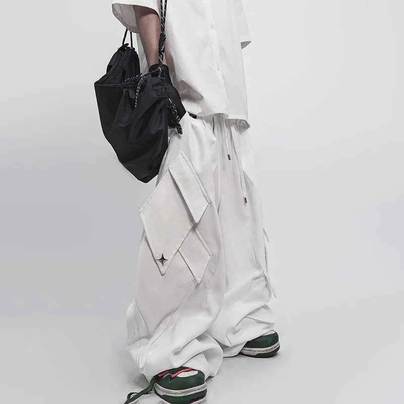 Distressed Detail Elastic Waist Cargo Pants