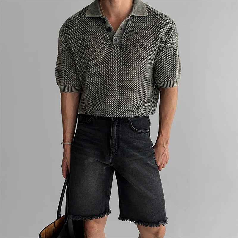Casual Relax Luxury Hollow Out Style Polo T-Shirt