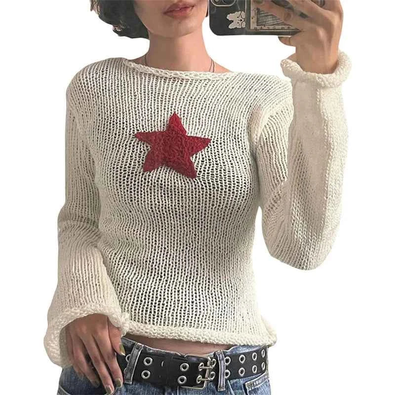 Women Vintage Grunge Star Aesthetic Sweater