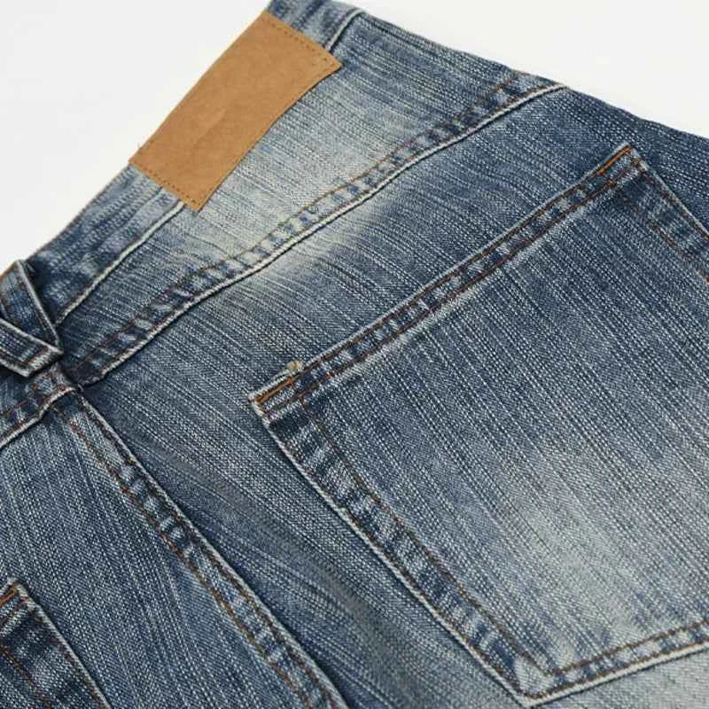 Vintage Moustache Effect Distressed Jeans