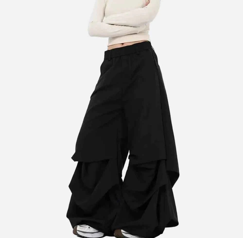 American Style Solid Color Wide Leg Pants