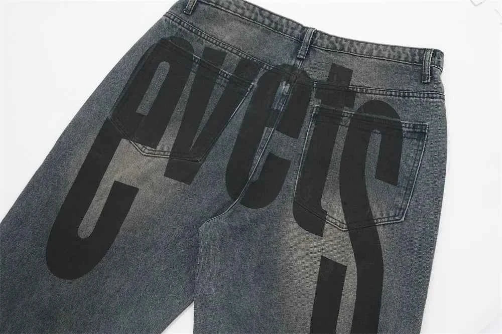 Retro High Street Double-Sided Printed Jeans