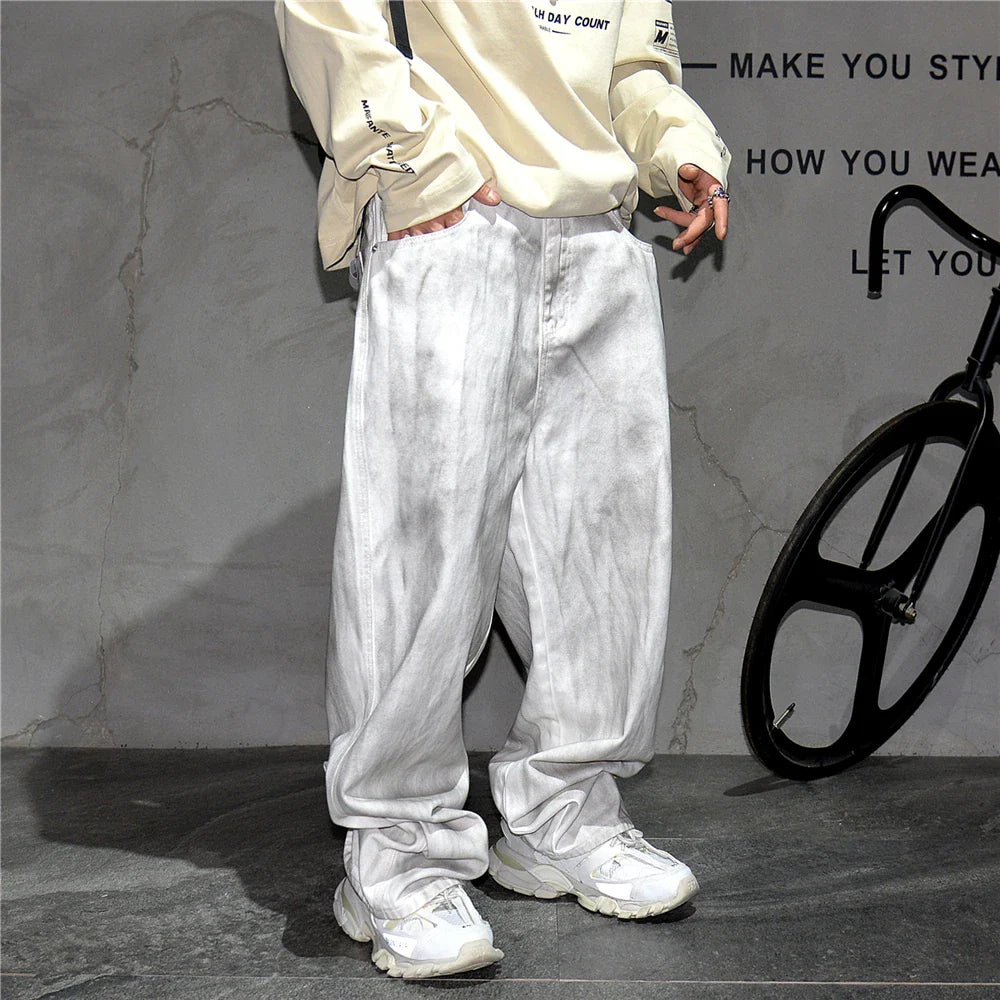 Distressed Dirty White Baggy Pants