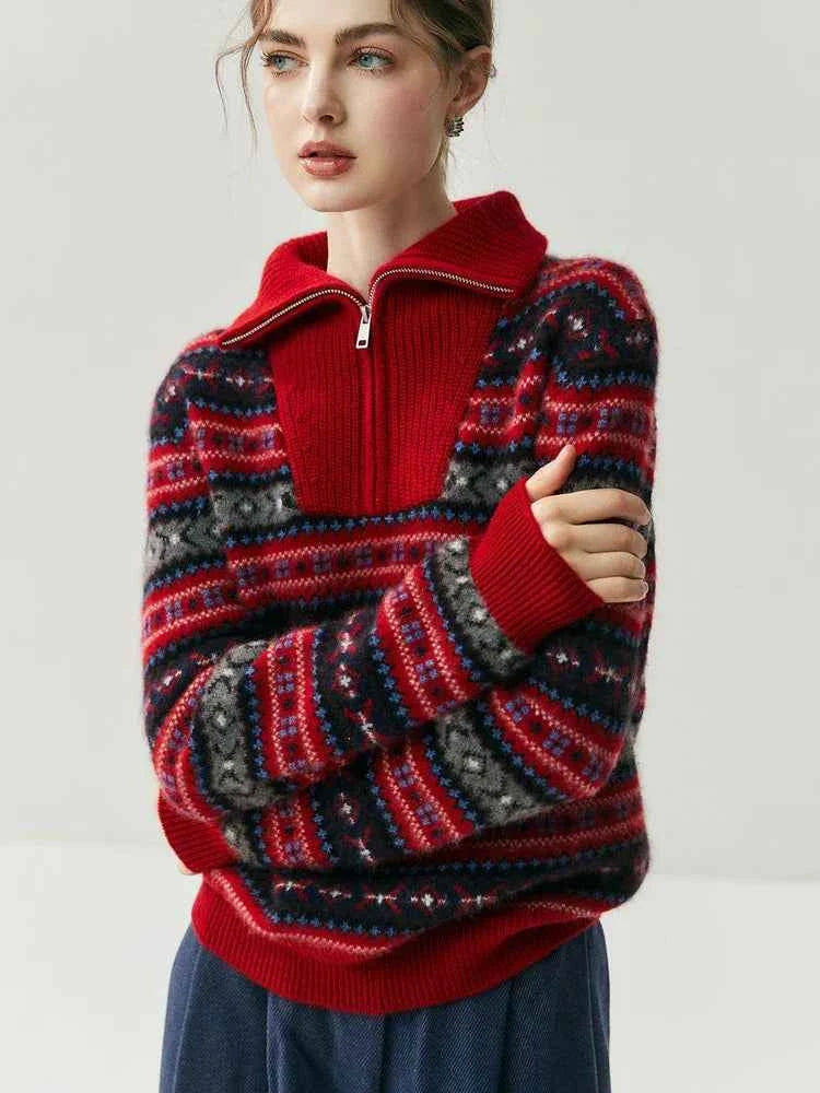 Cozy Vintage Half Zipper Casual knitwear Sweater