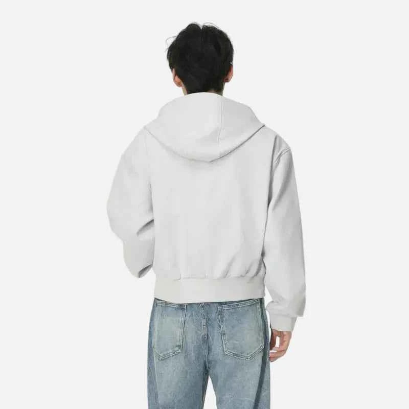 Chic Plaid Colorblock Double Zipper Hooded Sweatshirt
