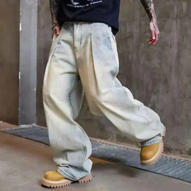 Flattering Vintage Washed Distressed Wide Leg Jeans