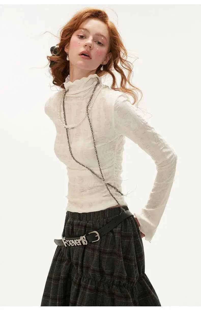 Women Korean Slim Turtleneck T-Shirt