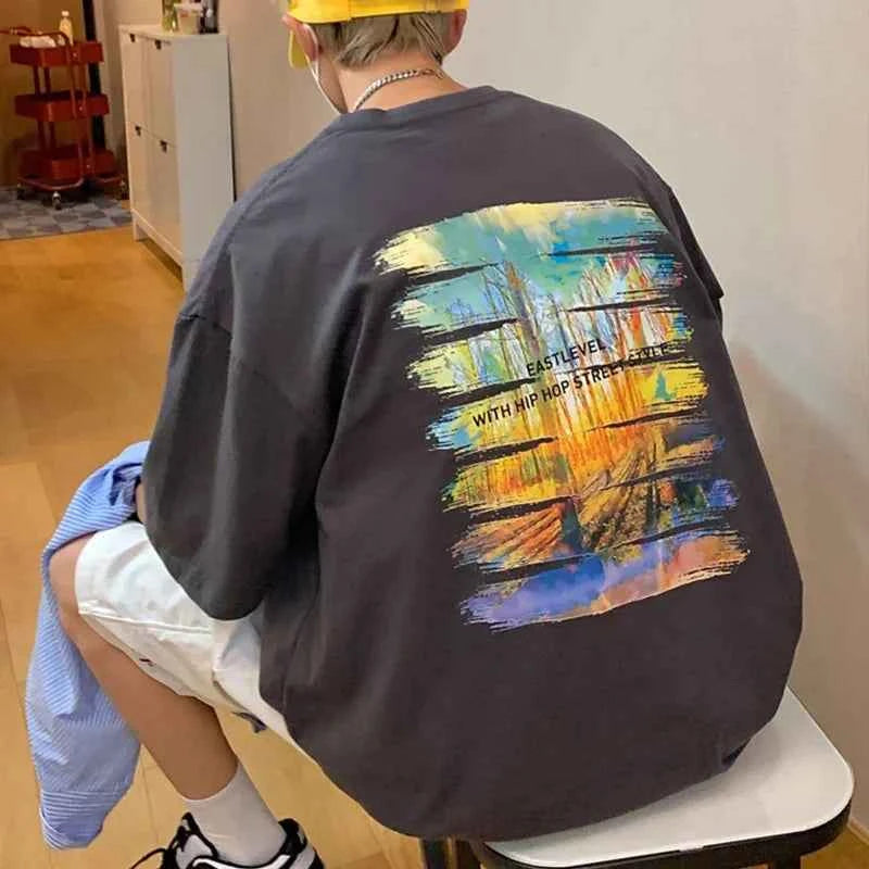 Trendy Korean Style Graphic Cotton T-Shirt