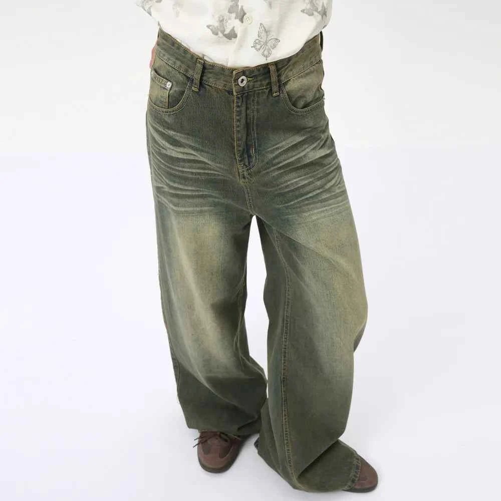 Flexible Vintage Distressed Loose Wide Leg Jeans
