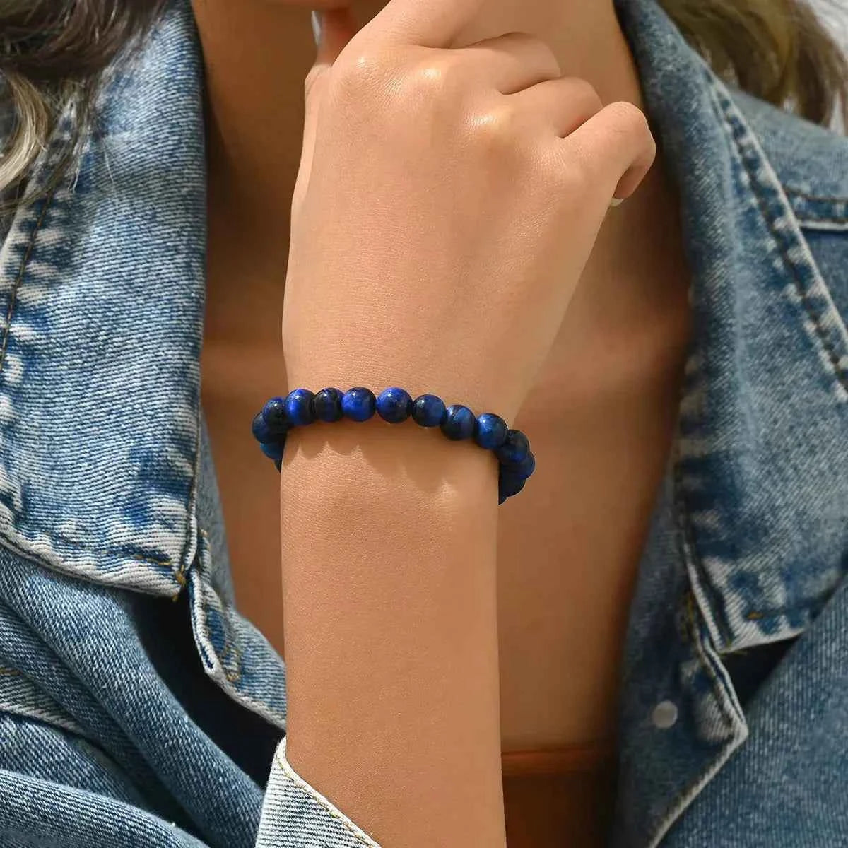 Vintage Blue Tiger Eye Beaded Bracelet