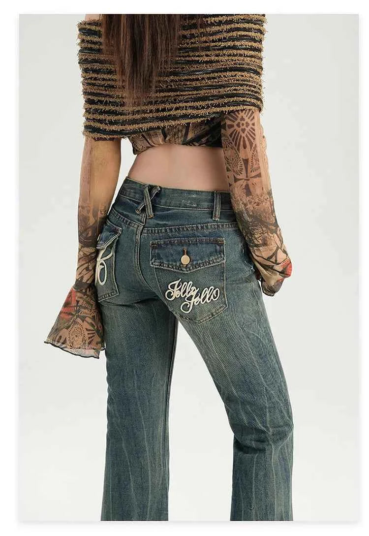 Stylish Flare Mid-Waist Stretch Jeans