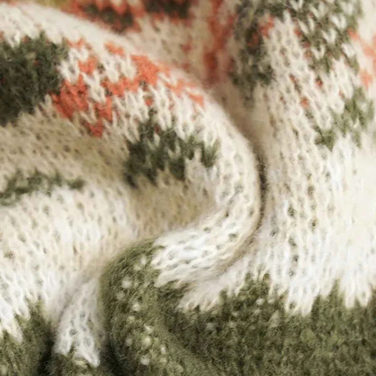 Women Vintage Olive Green Knit Sweater