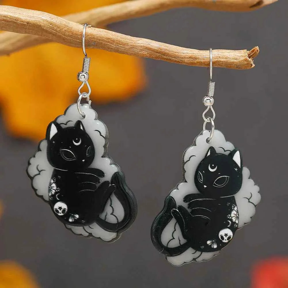 Dark Style Personalized Black Cat Earrings