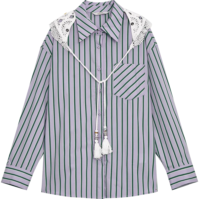 Dopamine Striped Long Sleeve Knit Shirt - Luxuryurbanwear