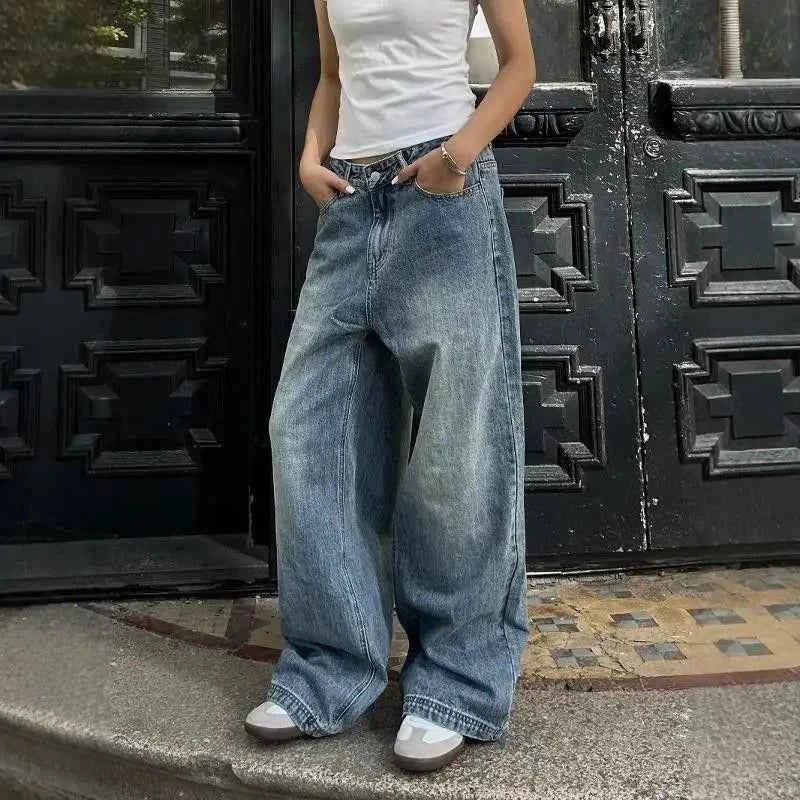 Vintage Washed Blue Wide Leg Jeans