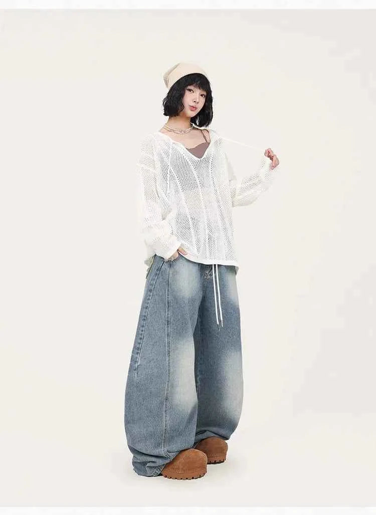 Blue Jazz Frayed Denim Long Jeans