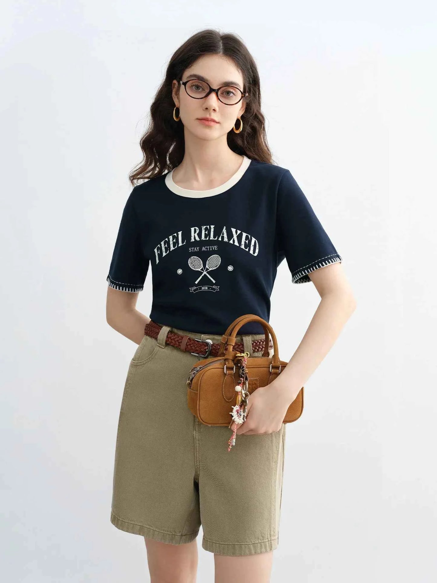 Vintage Contrast Stitch Round Neck T-Shirt