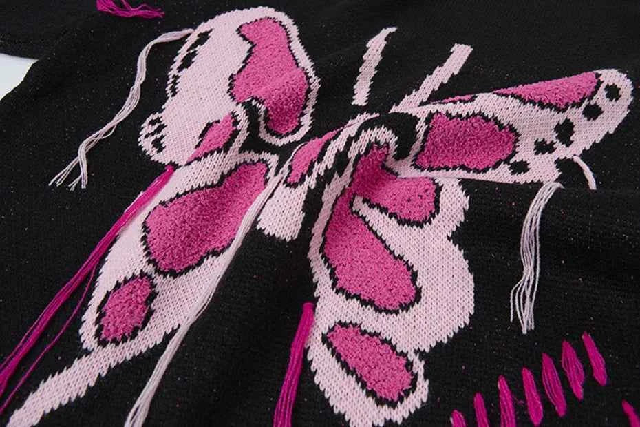 Women Sweet Vibrant Butterfly Graphic Knit Sweater